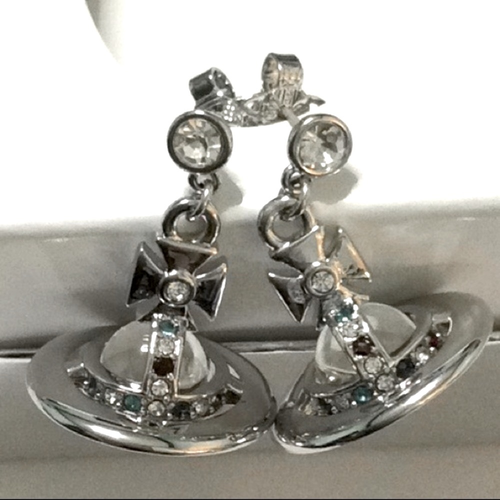 Sold out Vivienne Westwood  Silver tone crystal drop earrings - Picture 3 of 7
